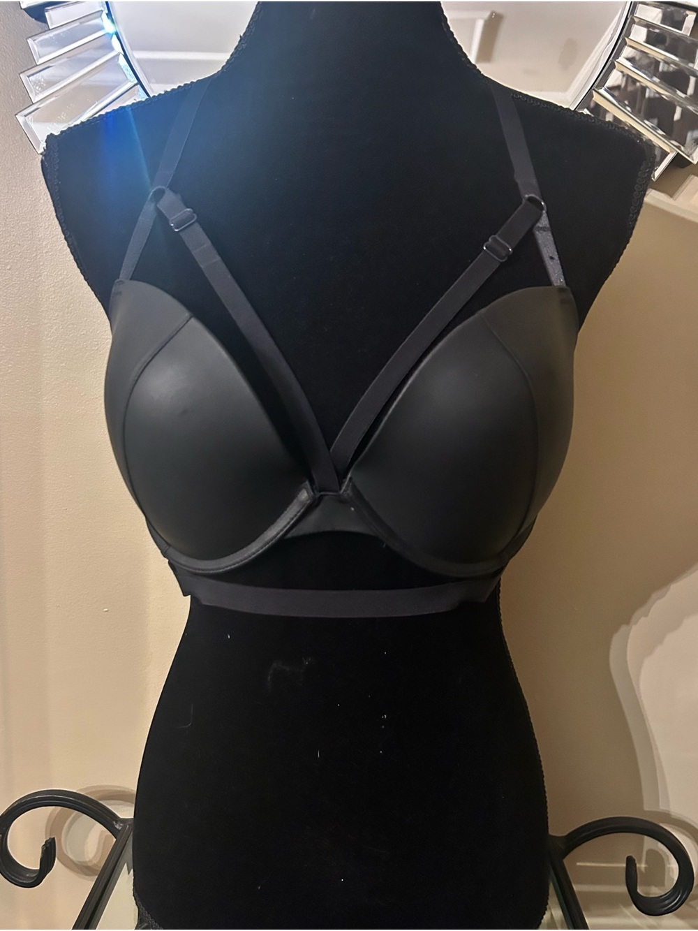 La SENZA Black Molded Demi Bra with Strappy Detail